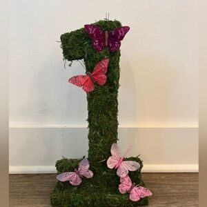 Green Moss Number One with Pink Butterflies